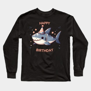 Kawaii Happy Birthday Baby Shark Party Long Sleeve T-Shirt